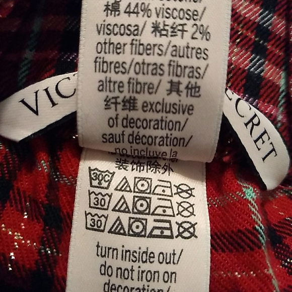 Victoria's Secret Pajama Pants Size Medium Red Plaid - Picture 4 of 6